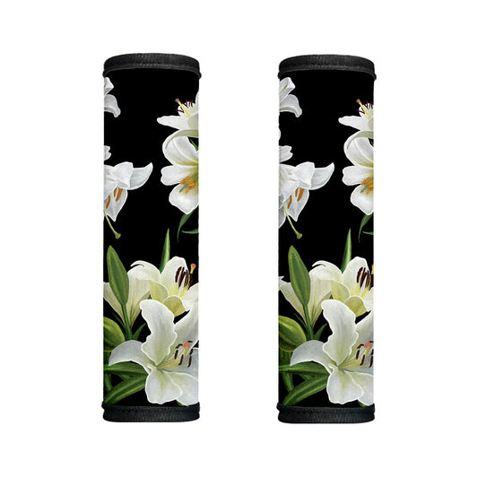 White Lily Print Handle Covers