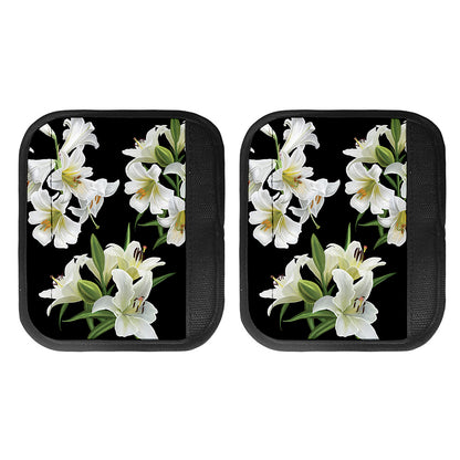 White Lily Print Handle Covers