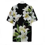 White Lily Print Hawaiian Shirt