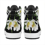 White Lily Print High Top Leather Sneakers
