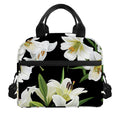 White Lily Print Insulated Lunch Bag