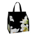 White Lily Print Insulated Lunch Tote