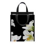 White Lily Print Insulated Lunch Tote