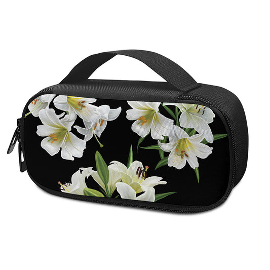 White Lily Print Insulin Cooler Travel Case