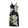 White Lily Print Jersey Midi Cami Dress