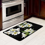 White Lily Print Kitchen Mat