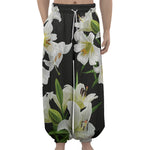 White Lily Print Lantern Pants