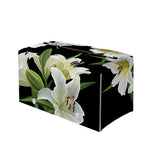 White Lily Print Leather Tissue Box Cover