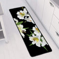 White Lily Print Long Kitchen Mat