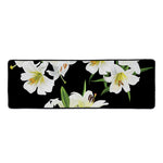White Lily Print Long Kitchen Mat