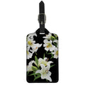 White Lily Print Luggage Tag