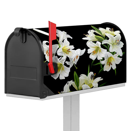 White Lily Print Mailbox Cover