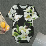 White Lily Print Men's Bodysuit
