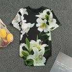 White Lily Print Men's Bodysuit