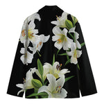White Lily Print Men's Cotton Blazer
