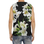 White Lily Print Men's Fitness Tank Top