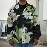 White Lily Print Men's Shirt Jacket