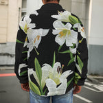 White Lily Print Men's Shirt Jacket