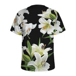 White Lily Print Men's Sports T-Shirt