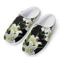 White Lily Print Mesh Casual Shoes