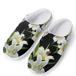 White Lily Print Mesh Casual Shoes