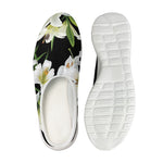White Lily Print Mesh Casual Shoes