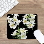 White Lily Print Mouse Pad