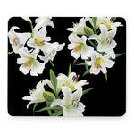 White Lily Print Mouse Pad