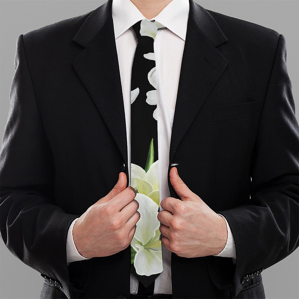 White Lily Print Necktie