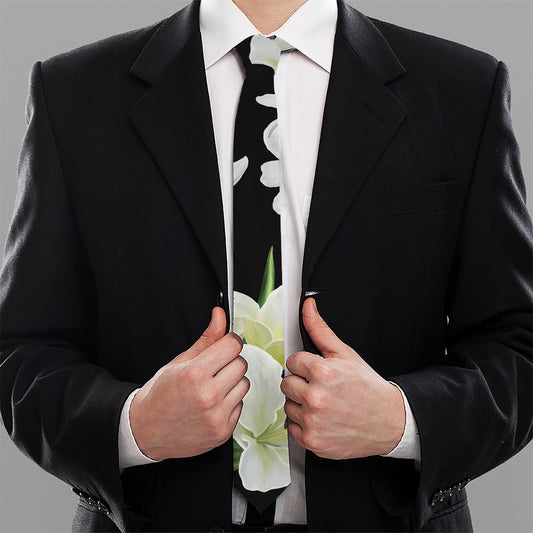 White Lily Print Necktie