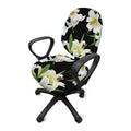 White Lily Print Office Chair Cover