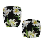 White Lily Print Office Chair Cover