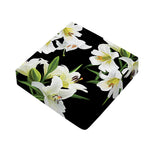 White Lily Print Outdoor Seat Cushion Cover