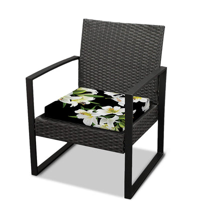 White Lily Print Outdoor Seat Cushion Cover