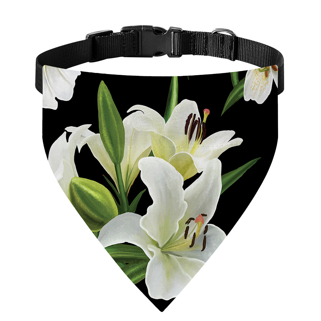 White Lily Print Over The Collar Dog Bandana