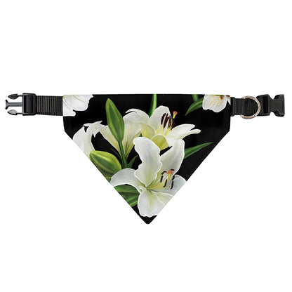 White Lily Print Over The Collar Dog Bandana