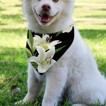 White Lily Print Over The Collar Dog Bandana