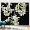 White Lily Print Pencil Pleat Curtains