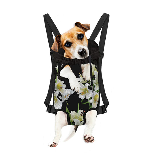 White Lily Print Pet Carrier Backpack