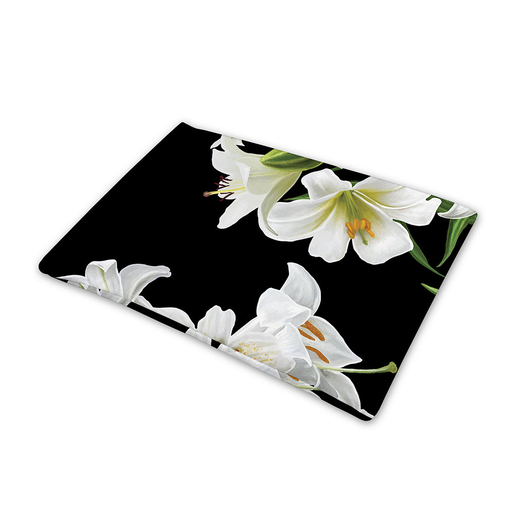 White Lily Print Pet Cooling Mat Cover