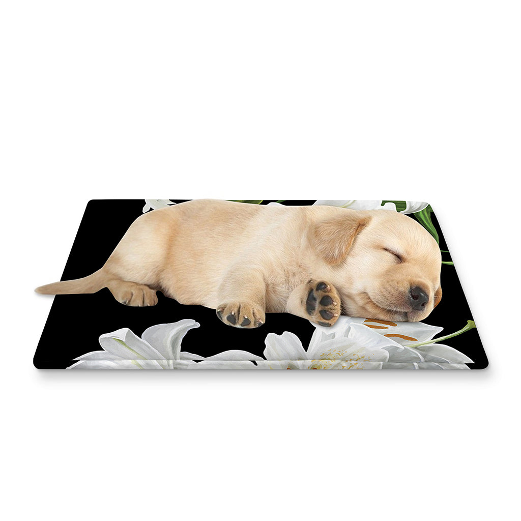 White Lily Print Pet Cooling Mat Cover