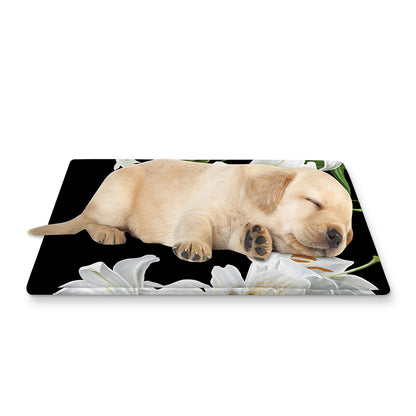White Lily Print Pet Cooling Mat Cover