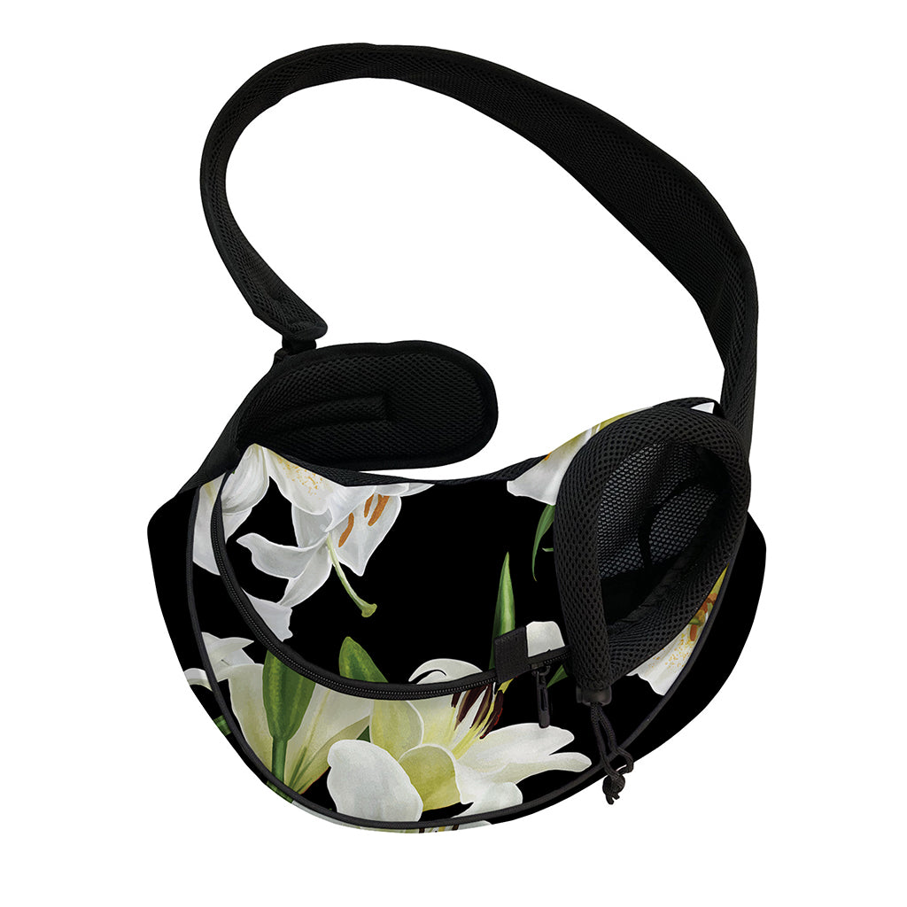 White Lily Print Pet Sling Carrier