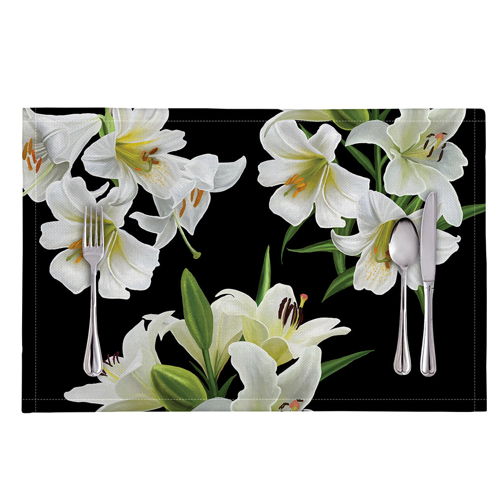 White Lily Print Placemat