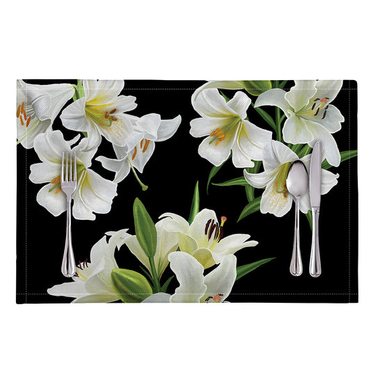 White Lily Print Placemat