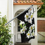 White Lily Print Polyester Flag