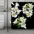White Lily Print Polyester Shower Curtain