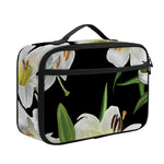 White Lily Print Portable Lunch Bag