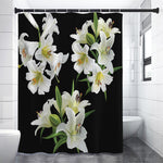 White Lily Print Premium Shower Curtain