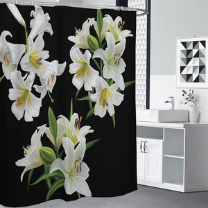 White Lily Print Premium Shower Curtain